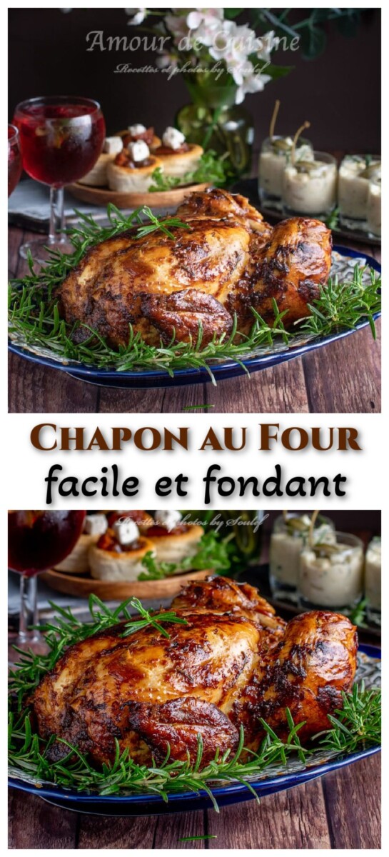chapon de No&euml;l r&ocirc;ti