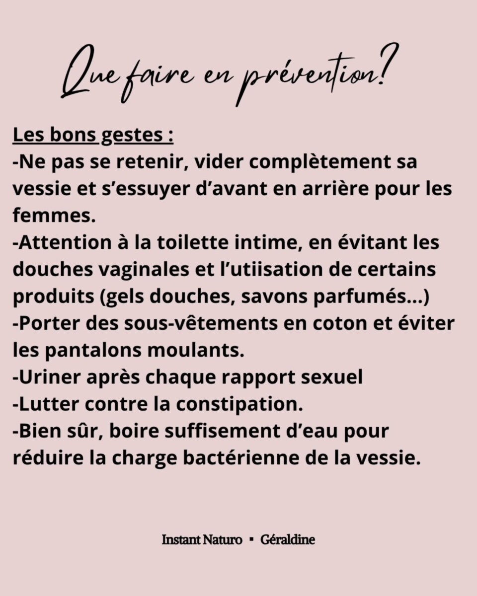 Pr&eacute;vention infection urinaire naturelle