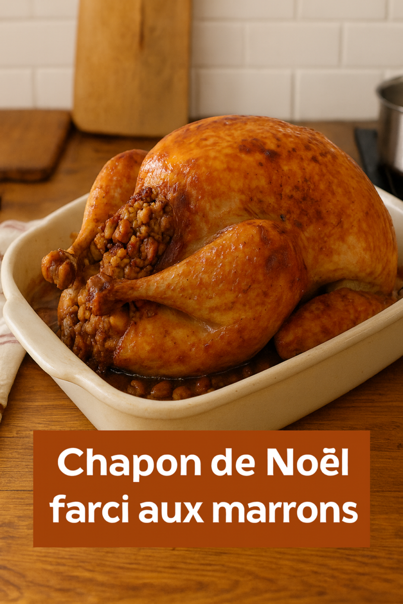 chapon de No&euml;l r&ocirc;ti