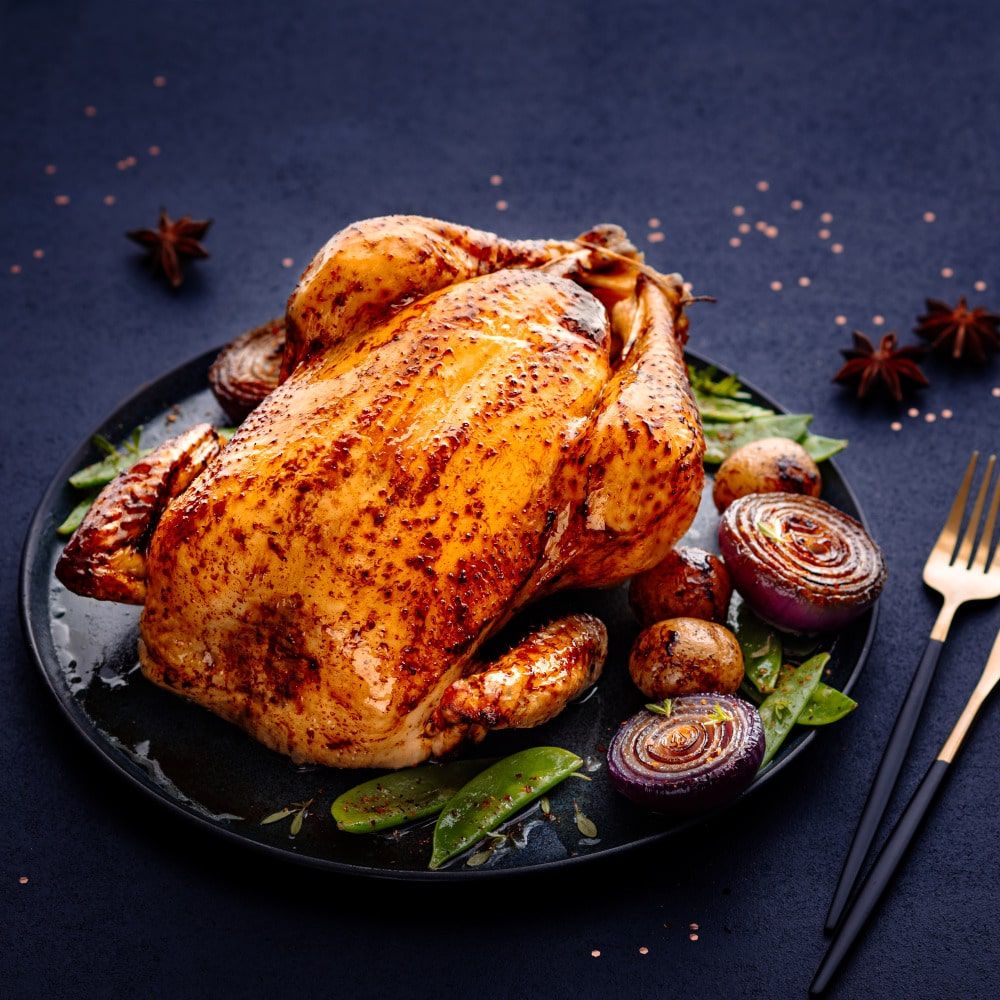 chapon de No&euml;l r&ocirc;ti