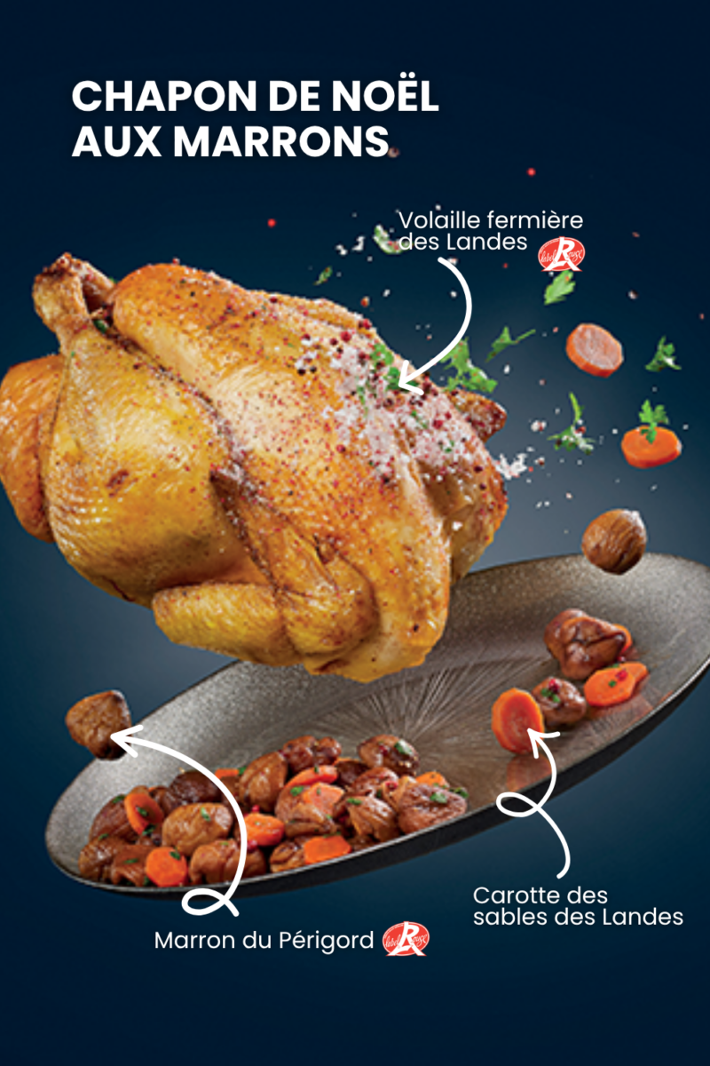 chapon de No&euml;l r&ocirc;ti